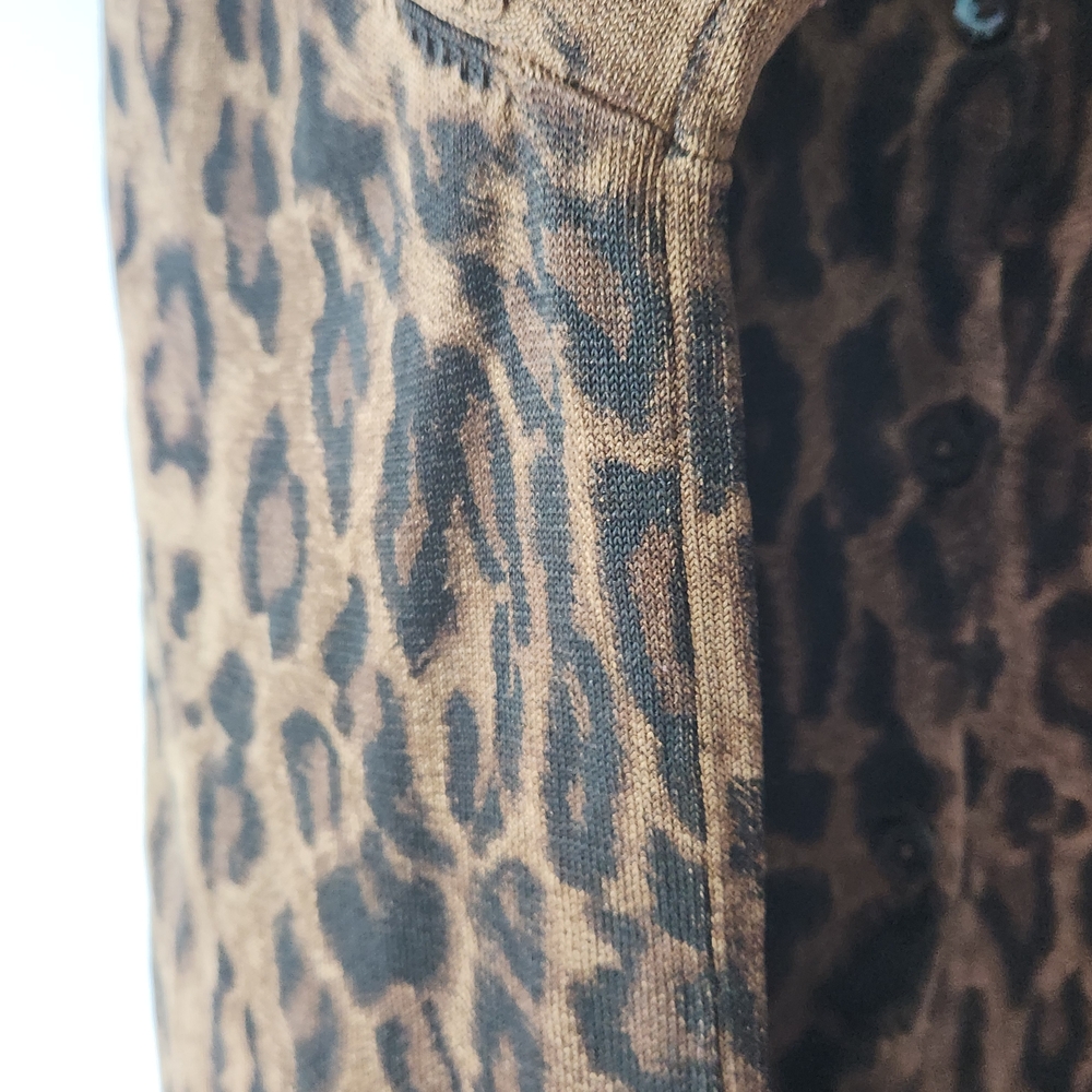 Lauren Ralph Lauren Brown Leopard Print Cardigan Sweater - Picture 8 of 10